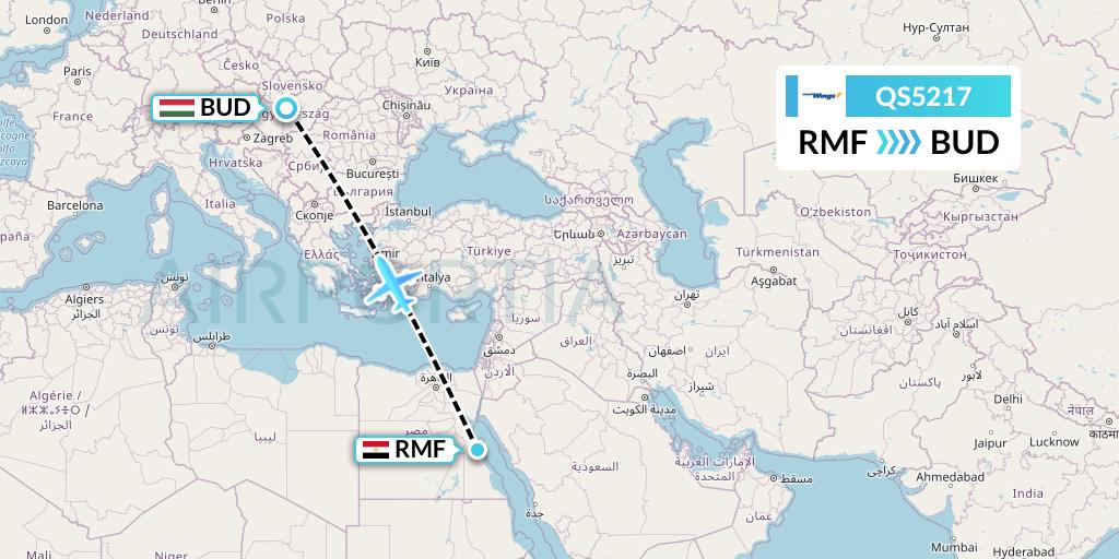 QS5217 Smartwings Flight Map: Marsa Alam to Budapest