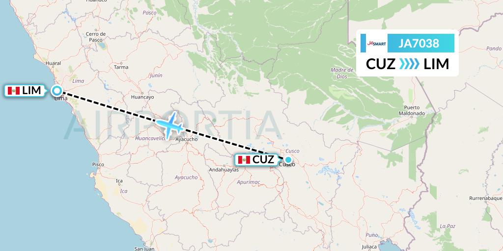 JA7038 JetSMART Flight Map: Cusco to Lima