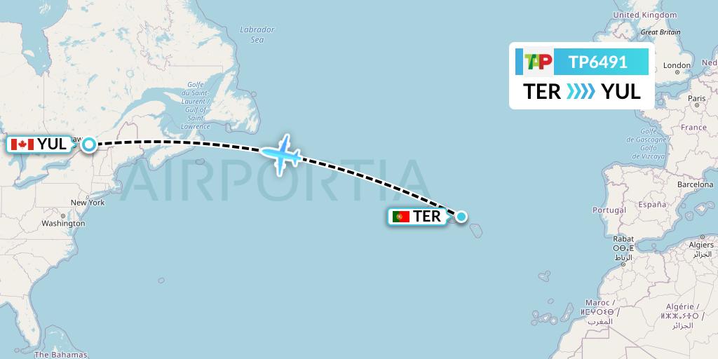 TP6491 Flight Status TAP Portugal Lajes to Montreal (TAP6491)