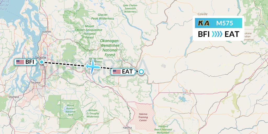 M575 Kenmore Air Flight Map: Seattle to Wenatchee