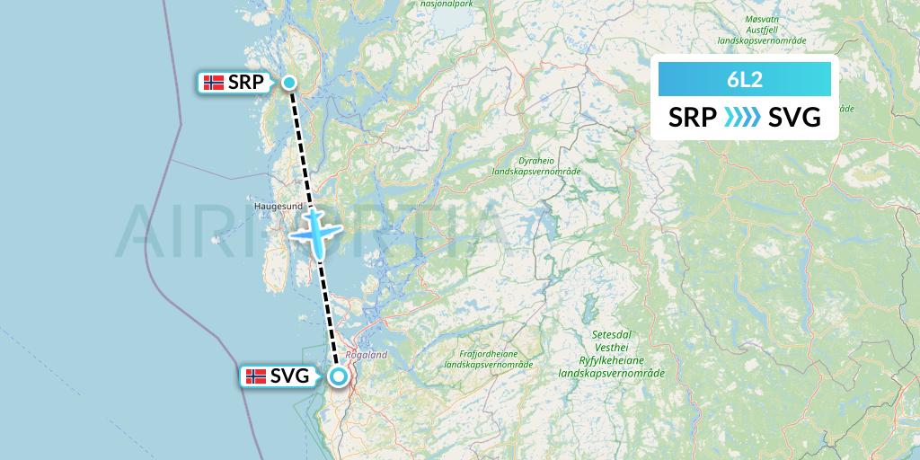 6L2 Aklak Air Flight Map: Stord to Stavanger