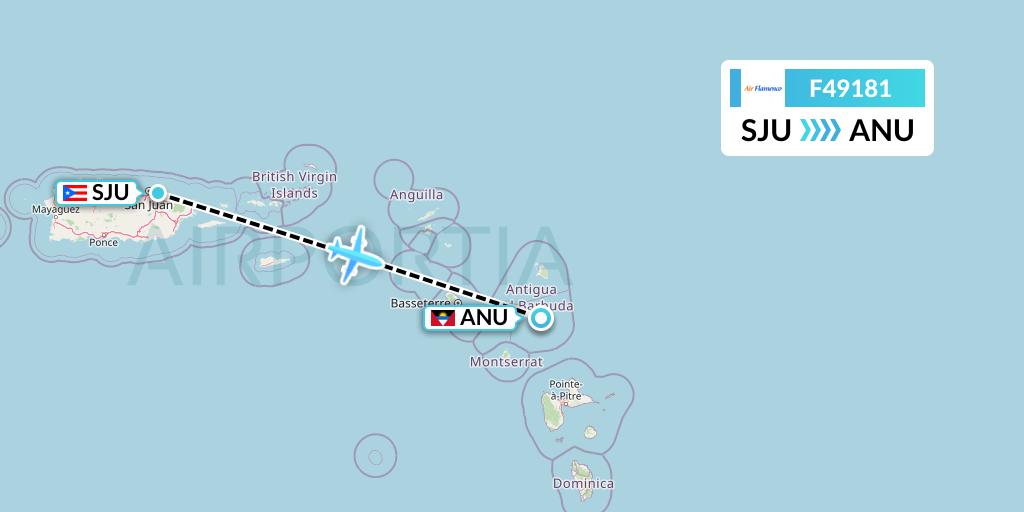 F49181 Air Flamenco Flight Map: San Juan to Antigua