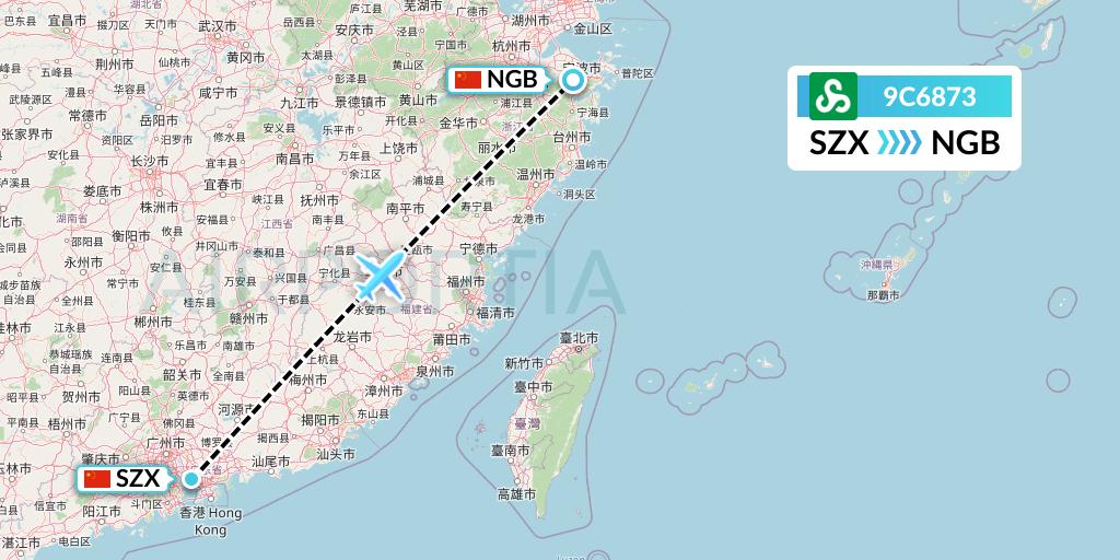 9C6873 Spring Airlines Flight Map: Shenzhen to Ningbo