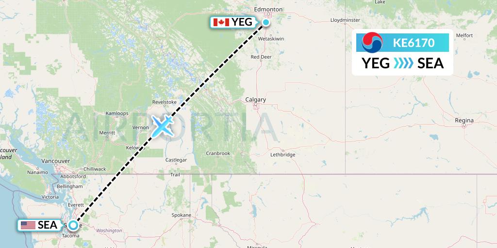 KE6170 Korean Air Flight Map: Edmonton to Seattle