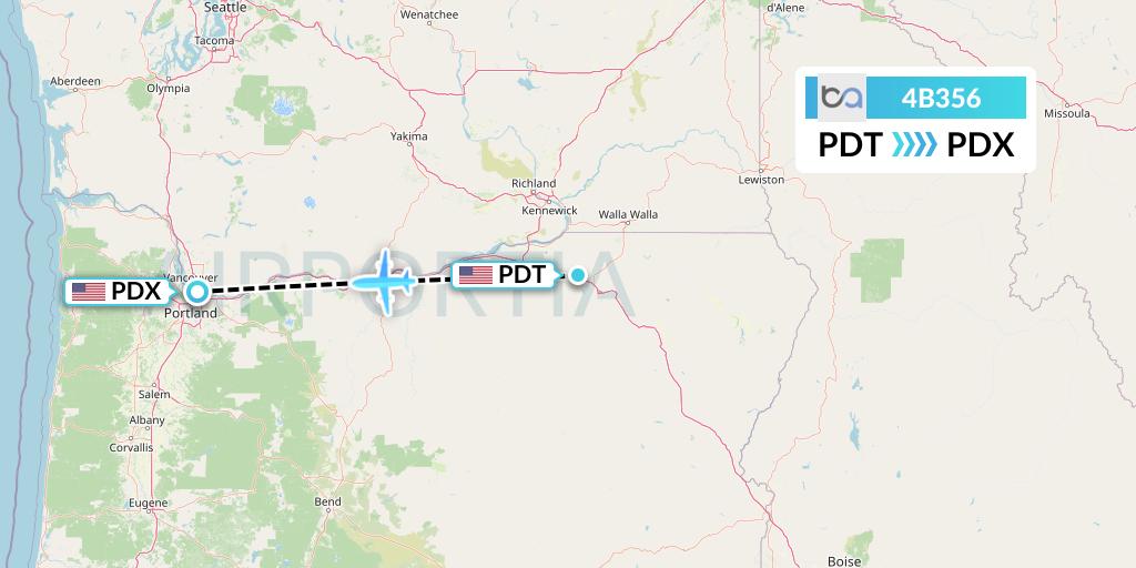 4B356 Boutique Air Flight Map: Pendleton to Portland