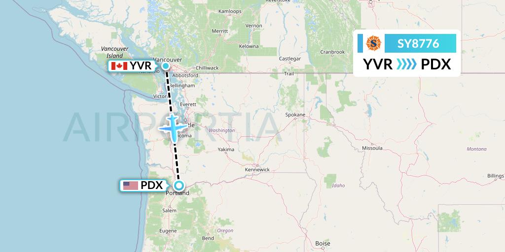 SY8776 Sun Country Airlines Flight Map: Vancouver to Portland