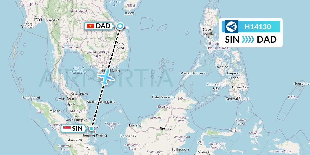 H14130 Hahn Air Systems Flight Map: Singapore to Da Nang