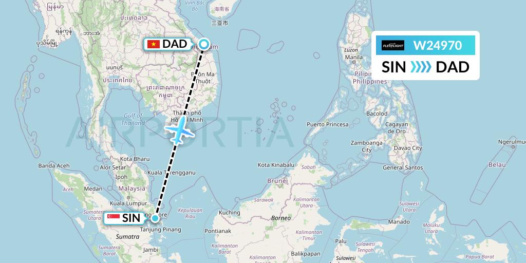 W24970 Flex Flight Flight Map: Singapore to Da Nang