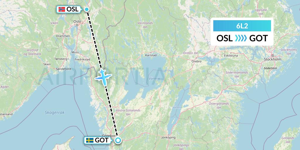 6L2 Aklak Air Flight Map: Oslo to Gothenburg