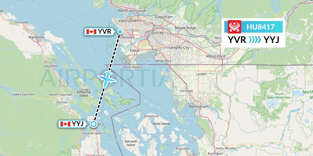 HU8417 Hainan Airlines Flight Map: Vancouver to Victoria