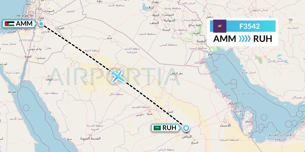 F3542 flydeal Flight Map: Amman to Riyadh
