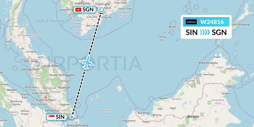 W24816 Flex Flight Flight Map: Singapore to Ho Chi Minh City