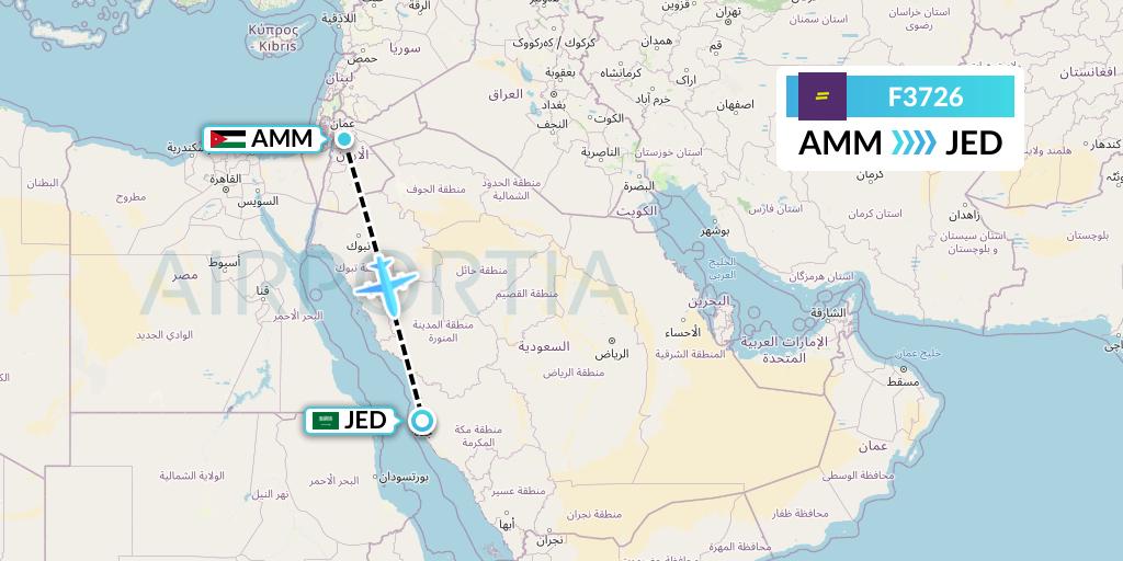 F3726 flydeal Flight Map: Amman to Jeddah