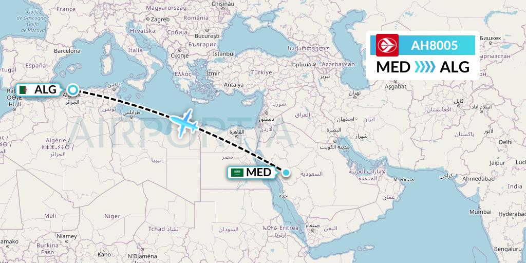 AH8005 Air Algerie Flight Map: Medina to Algiers