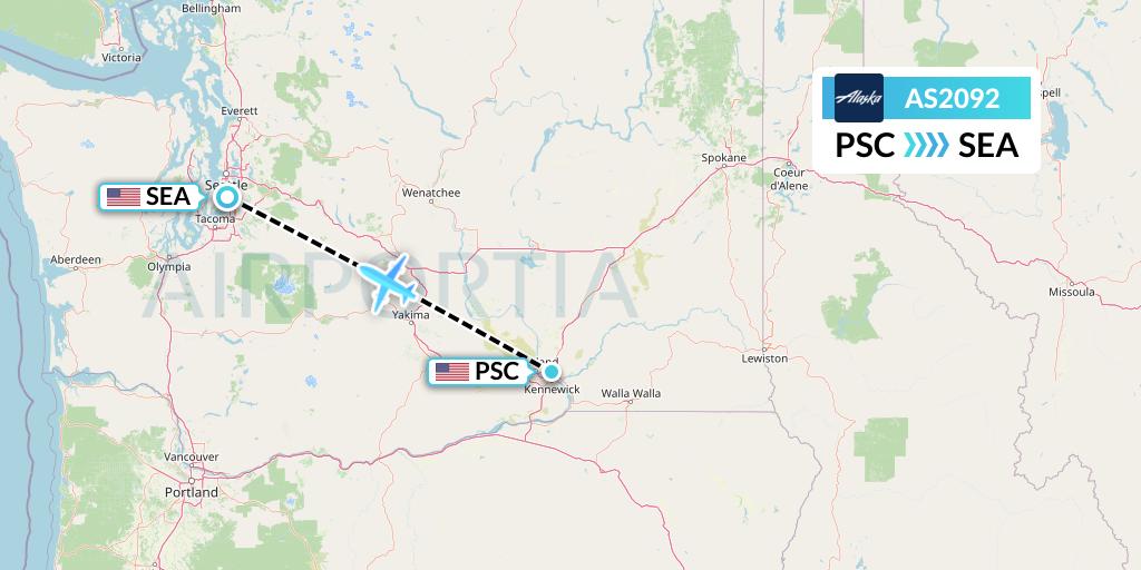AS2092 Alaska Airlines Flight Map: Pasco to Seattle