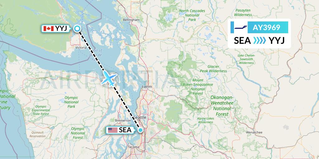 AY3969 Finnair Flight Map: Seattle to Victoria