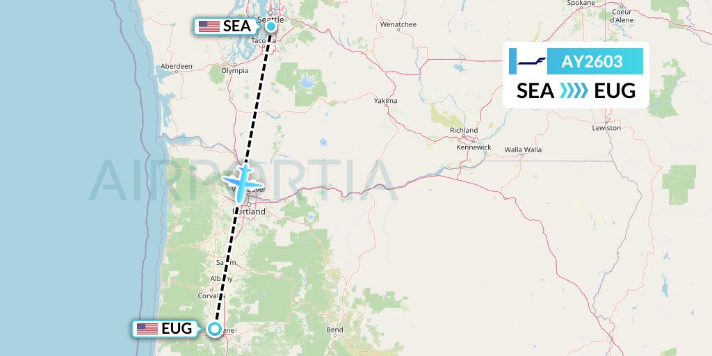 AY2603 Finnair Flight Map: Seattle to Eugene