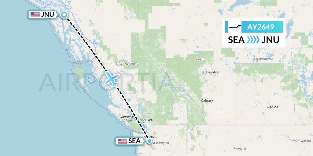 AY2649 Finnair Flight Map: Seattle to Juneau