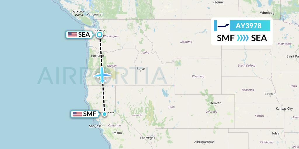 AY3978 Finnair Flight Map: Sacramento to Seattle
