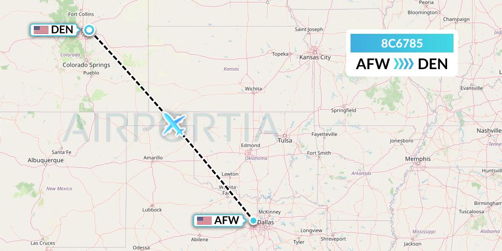 8C6785 Air Transport International Flight Map: Fort Worth to Denver
