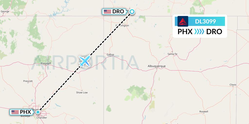 DL3099 Flight Status Delta Air Lines Phoenix to Durango (DAL3099)