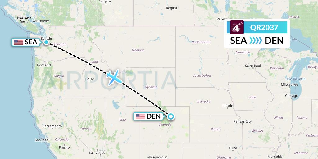 QR2037 Qatar Airways Flight Map: Seattle to Denver
