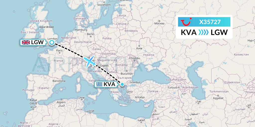 X35727 TUI fly Germany Flight Map: Kavala to London