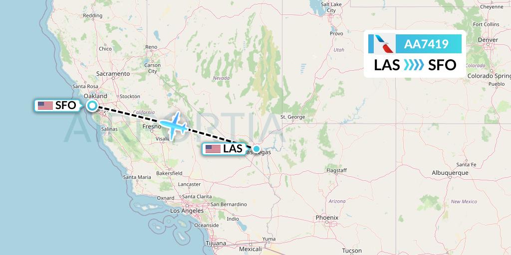 AA7419 American Airlines Flight Map: Las Vegas to San Francisco