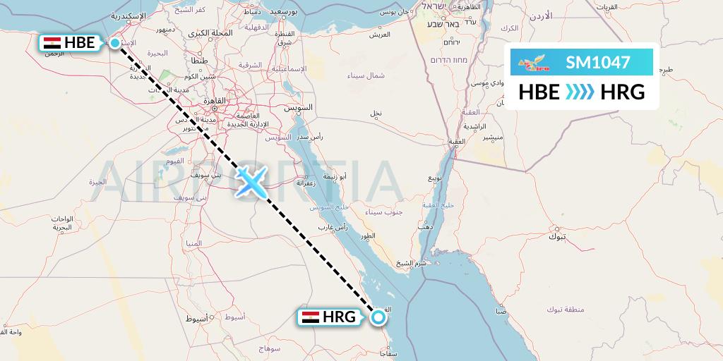SM1047 Air Cairo Flight Map: Alexandria to Hurghada