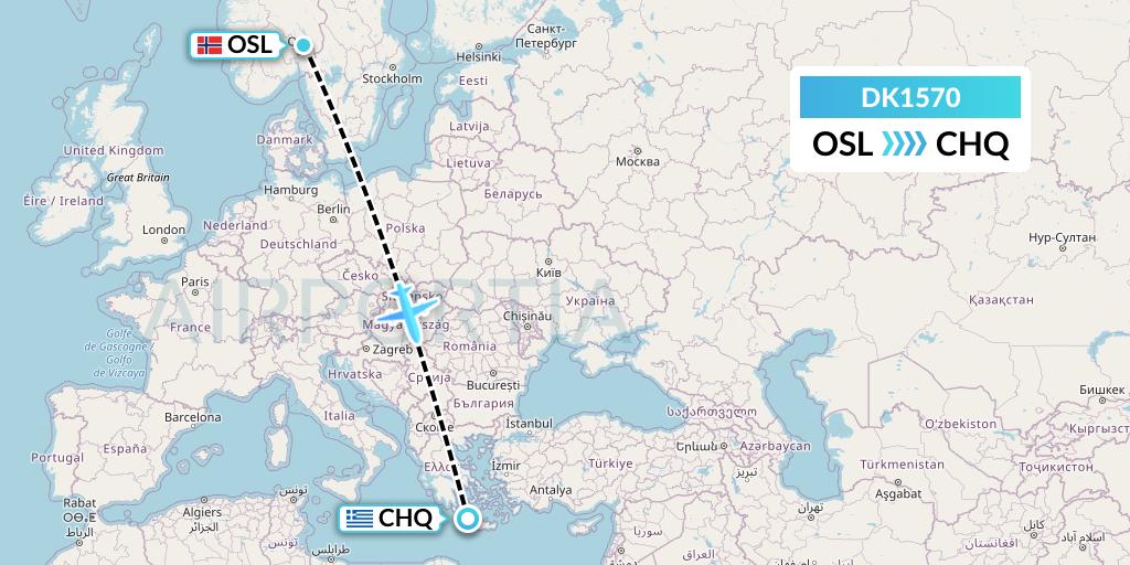DK1570 Thomas Cook Airlines Scandinavia Flight Map: Oslo to Chania