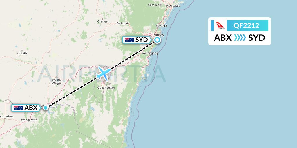 QF2212 Qantas Flight Map: Albury to Sydney
