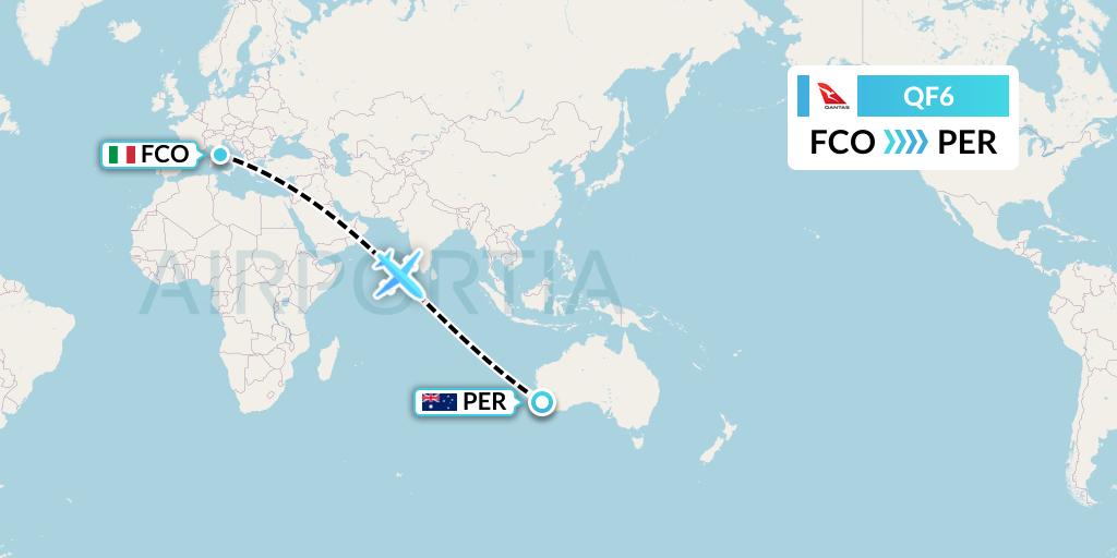 QF6 Flight Status Qantas Rome to Perth (QFA6)