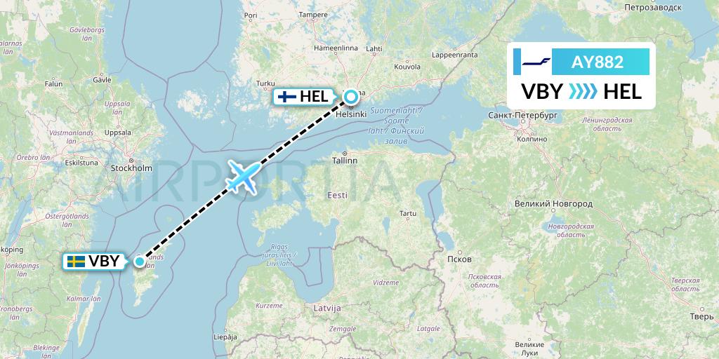 AY882 Finnair Flight Map: Visby to Helsinki