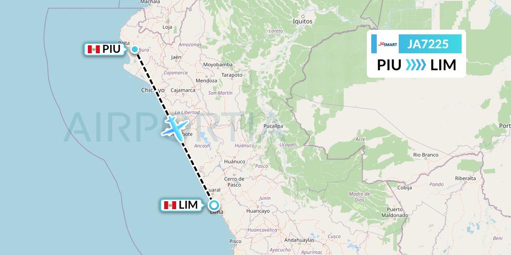 JA7225 JetSMART Flight Map: Piura to Lima