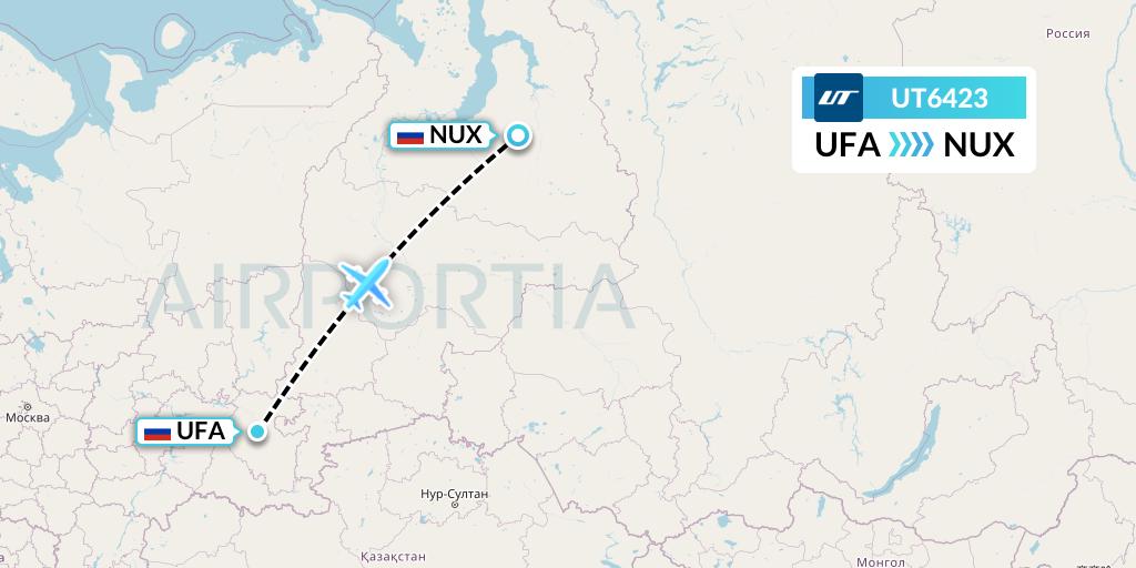 UT6423 UTair Flight Map: Ufa to Novy Urengoy