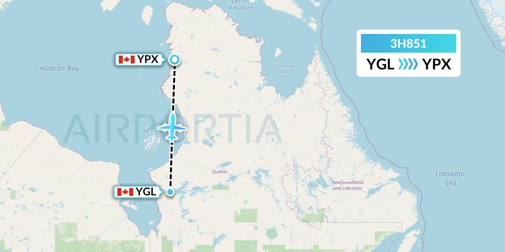 3H851 Air Inuit Flight Map: La Grande Riviere to Puvirnituq