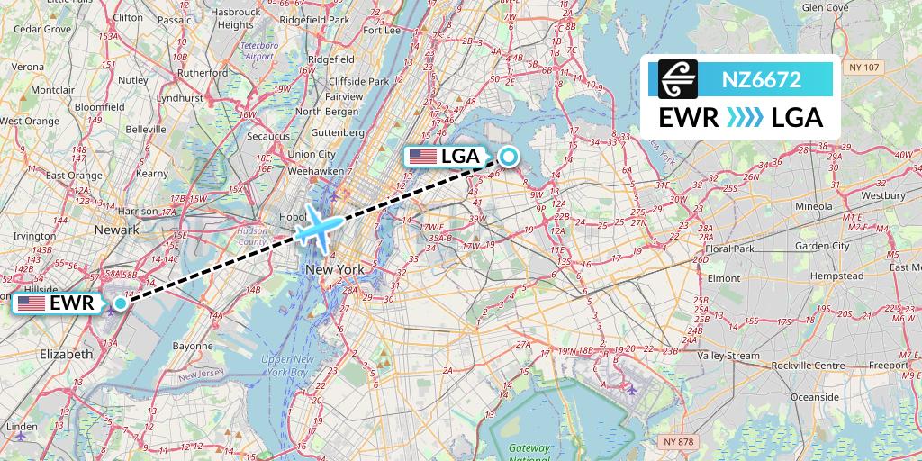 NZ6672 Air New Zealand Flight Map: New York to New York