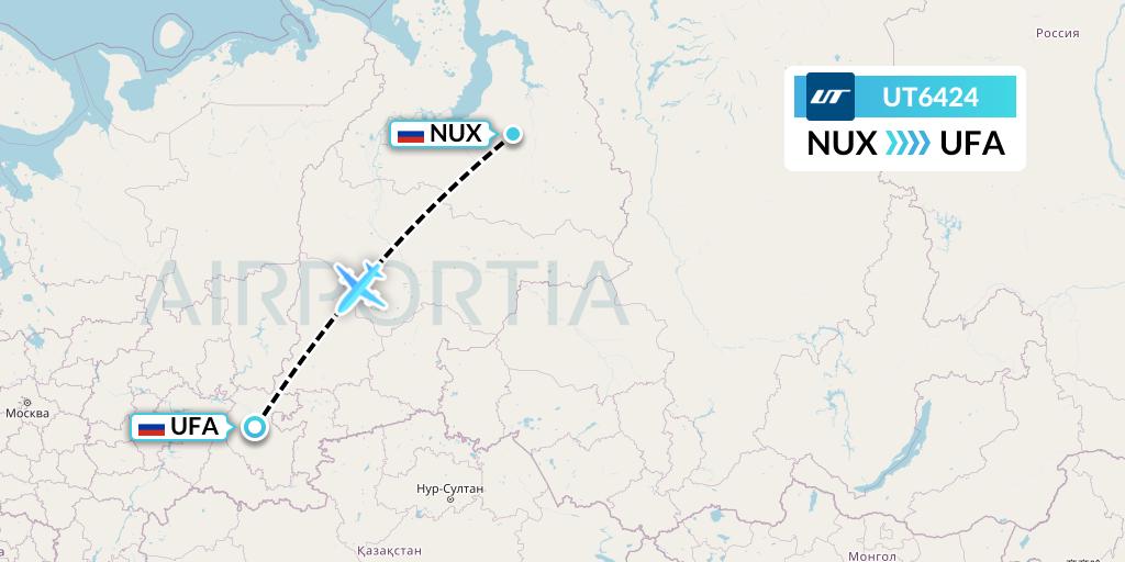 UT6424 UTair Flight Map: Novy Urengoy to Ufa