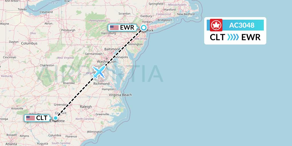 AC3048 Flight Status Air Canada Charlotte to New York (ACA3048)
