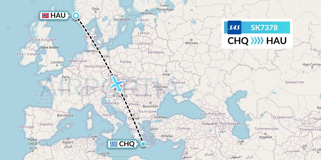SK7378 SAS Flight Map: Chania to Haugesund