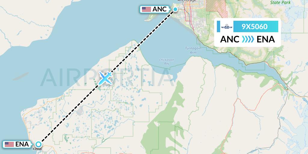 9X5060 Flight Status Southern Airways Express Anchorage to Kenai (FDY5060)