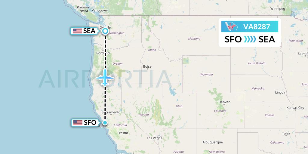 VA8287 Virgin Australia Flight Map: San Francisco to Seattle