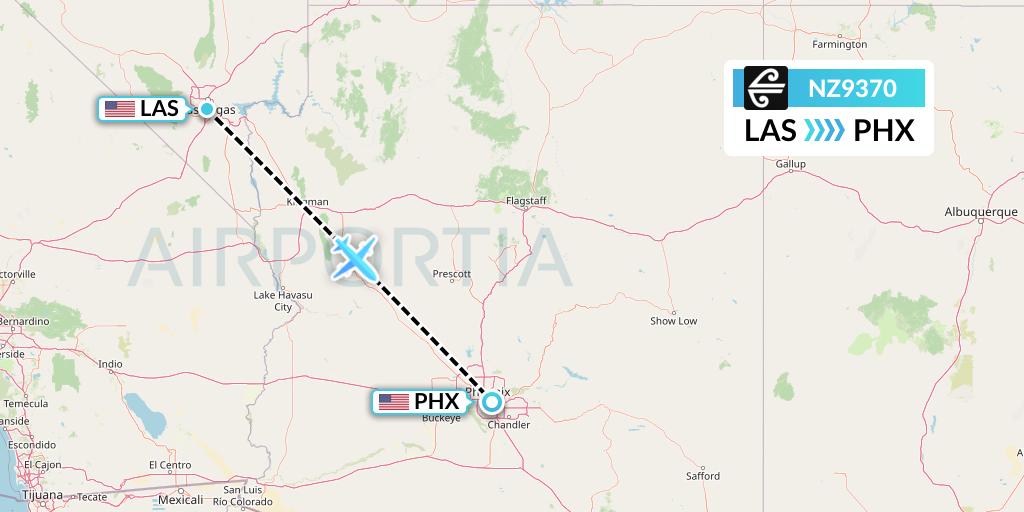 NZ9370 Air New Zealand Flight Map: Las Vegas to Phoenix