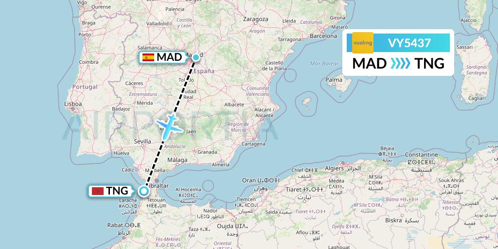 VY5437 Vueling Flight Map: Madrid to Tangier