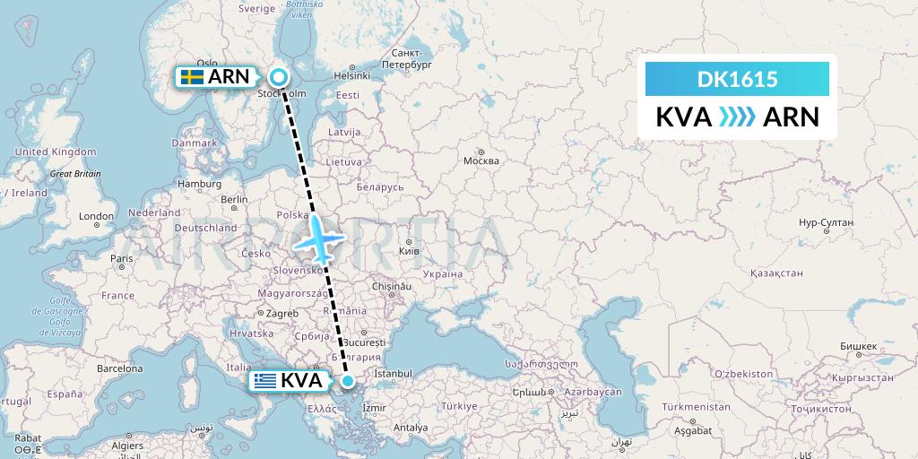 DK1615 Thomas Cook Airlines Scandinavia Flight Map: Kavala to Stockholm