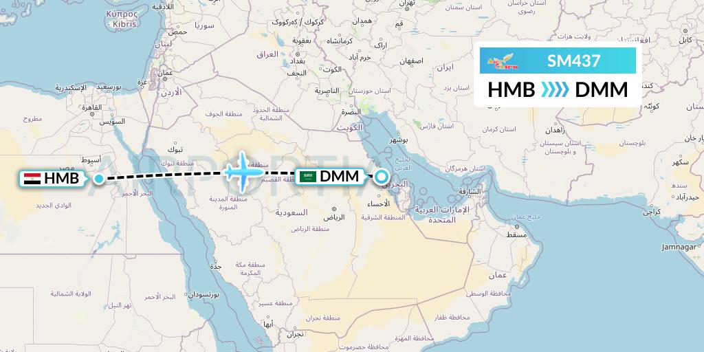 SM437 Air Cairo Flight Map: Sohag to Dammam
