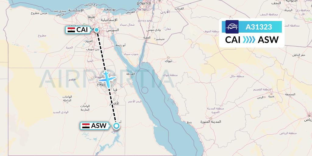 A31323 Aegean Airlines Flight Map: Cairo to Aswan