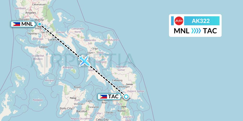 AK322 AirAsia Flight Map: Manila to Tacloban