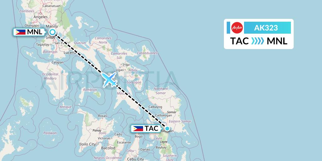 AK323 AirAsia Flight Map: Tacloban to Manila