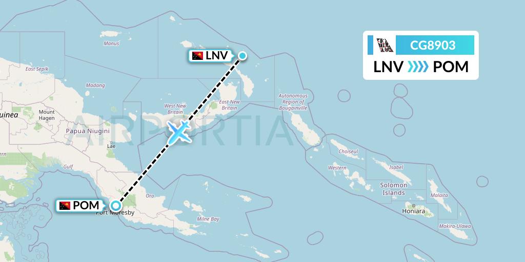 CG8903 Airlines PNG Flight Map: Londolovit to Port Moresby